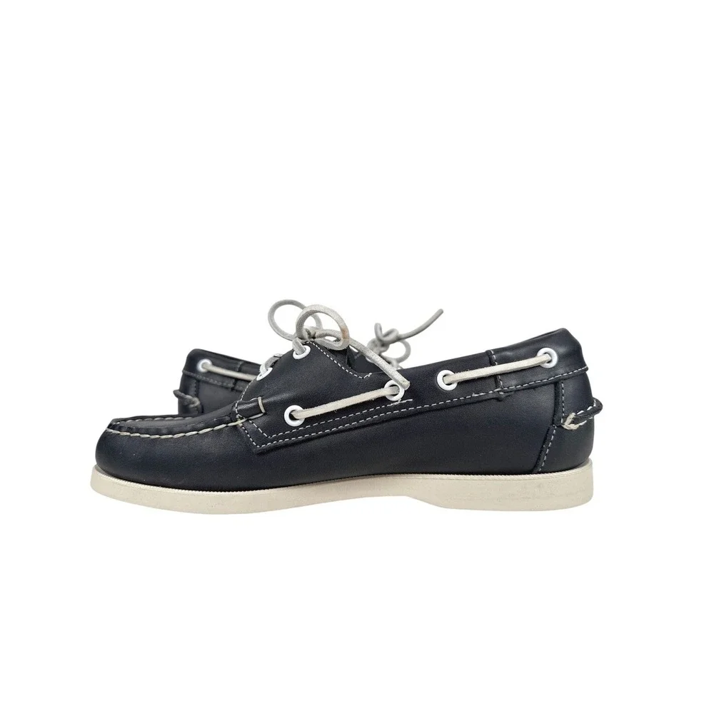 Sebago Docksides Portland Boat Shoes Mens Size 7 Navy Blue Leather